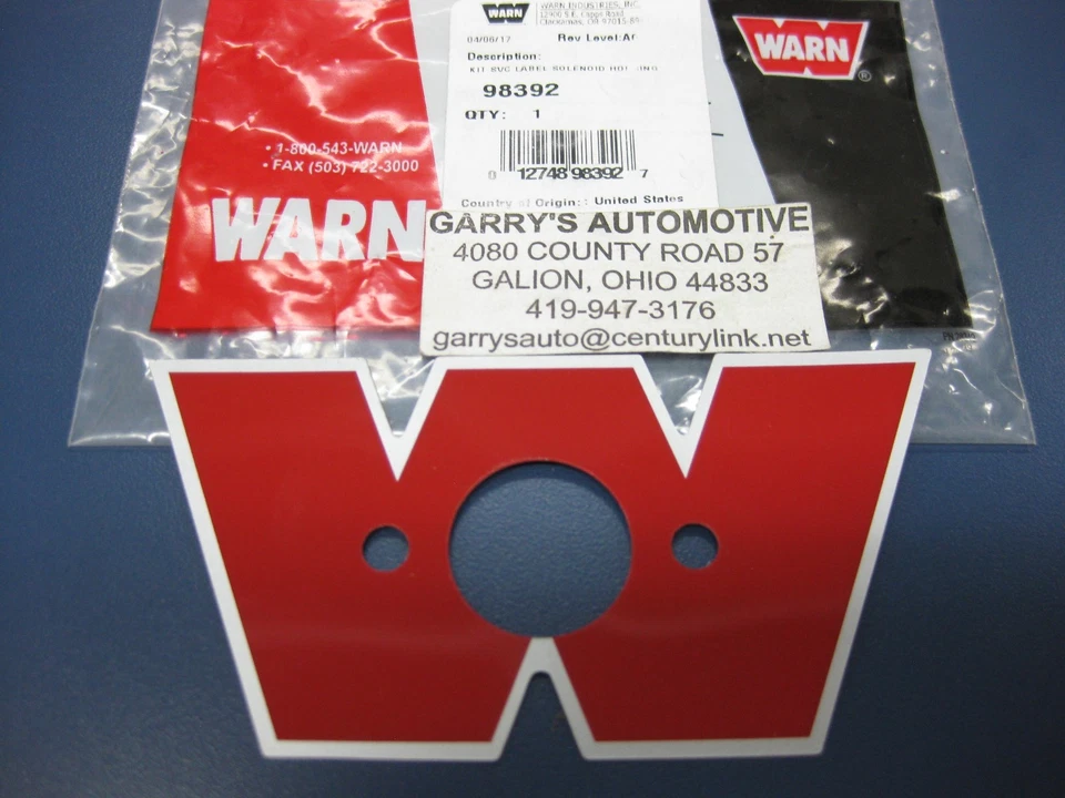 WARN 98392 21717 Decal Winch Solenoid Cover Guard Housing Remote Control Box W - image 1 of 1