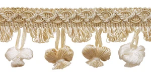Ivory Ecru Sand 2" Onion Tassel Fringe Trim Seashell [5 Yards] - Picture 1 of 1