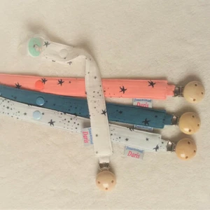 Schnullerband Musselin/Sternen mit Name*Geschenk für Neugeborene*Schnullerkette - Bild 1 von 14