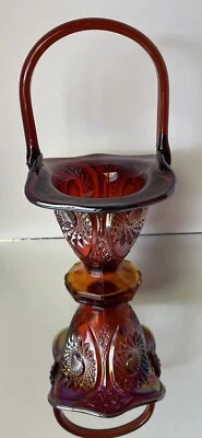Karneval Glas Braut Korb Sonnenuntergang Erbstück Amberina/Rot Vintage - Bild 1 von 4