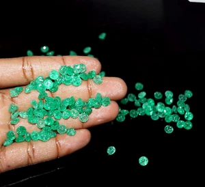 Lote de 15 piezas de piedras preciosas Natural Colombia Verde Esmeralda 6 mm Corte Redondo Certificado GIE - Imagen 1 de 10