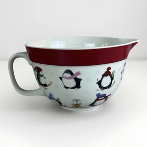 LRG Bake Shop Christmas Batter Bowl Penguins In Scarfs Mixing Bowl - Picture 1 of 8