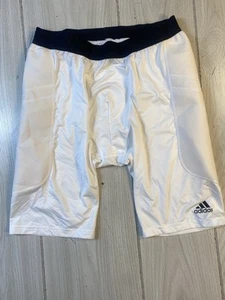 Adidas Sliding Shorts White Slider Aeroready Men's Sz XL Cup Pocket - Picture 1 of 8