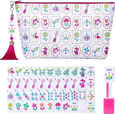 Juego 160 Acrílico Americano Mahjong con Bolsa de Transporte y Accesorios, 1.41’’  Foto 1 de 4