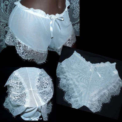 NUEVO TALLA L BLANCO TRANSPARENTE PESTAÑAS ENCAJE NUPCIAL TAP BRAGAS BRAGAS FRANCESAS ROPA INTERIOR Foto 1 de 4