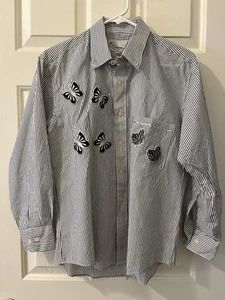Mili Designs Womens Blouse Stripes Butterfly Appliques Rhinestones - Size PP - Picture 1 of 12