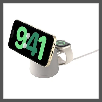 Base de carga inalámbrica Belkin 2 en 1 con MagSafe - Arena Foto 1 de 4