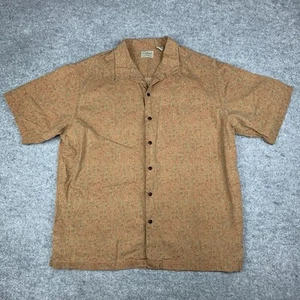 LL Bean Hawaiian Shirt Mens L Relaxed Fit Short Sleeve Tribal Button Up Tropic - Picture 1 of 7