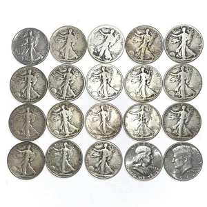 Rotolo da 20 Mezzi Dollari 90% Argento - Buon mix di Date Walking Liberty - Foto 1 di 10