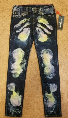 Jeans dourado vintage True Religion feminino Casey novo com etiquetas, tamanho 10 - Imagem 1 de 4