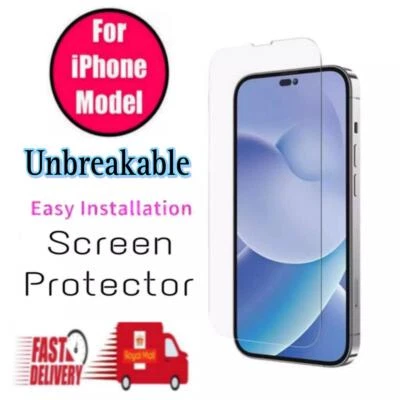 Screen Protector for iPhone 11/12/13/14/15/16 Pro/17 Pro Max Unbreakable Glass - Image 1 of 4