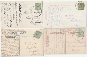 1908/15 SUSSEX POSTAL HISTORY 4 DIFF CHICHESTER SKELETON POSTMARKS ON PPCs - Picture 1 of 3