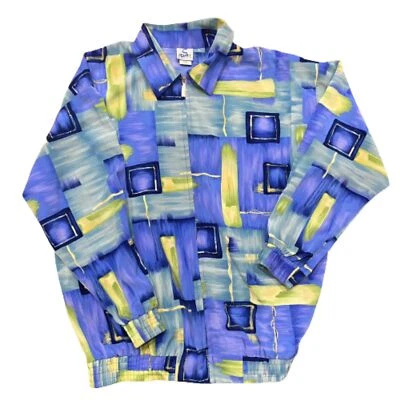 Sport Savvy Vintage Multicolor Full Zip Windbreaker Purple Women's Size Medium - Image 1 of 4