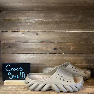 New Womens Crocs Echo Tan Brown Slip On Casual Comfort Slides Sandals Size 10 - Picture 1 of 6