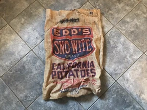 Edd’s Sno-White California Potatoes Burlap Gunny Sack Edison  Vintage - Picture 1 of 6