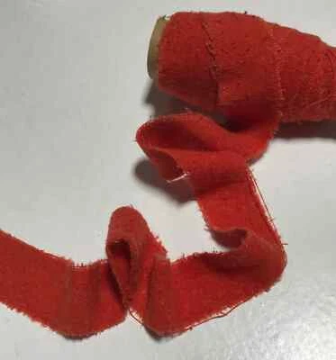 Hand Dyed Harvest Orange 100% Silk Noil Ribbon ( 3 Widths to choose from) - Image 1 of 3