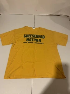 NFL Green Bay Packers Cheesehead Nation Print Tee Men’s Size XL Gildan Tag - Picture 1 of 7
