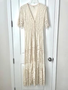 Spell & the Gypsy Collective Rhiannon Maxi Dress Size Medium Color Cream - Picture 1 of 13