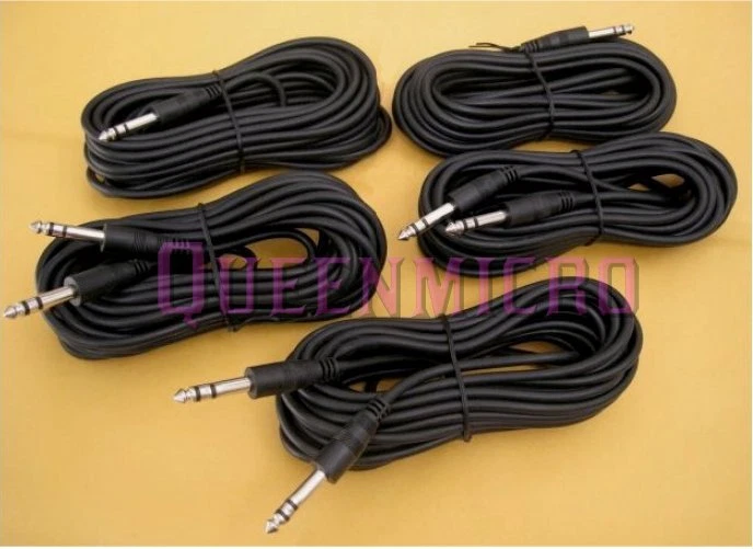 5 Pack - 15Ft 1/4" Stereo TRS Male to Male Guitar DJ Speaker PA Instrument Cable