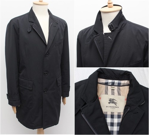 Cappotto lungo uomo BURBERRY London nero foderato a scacchi nuova taglia L XL