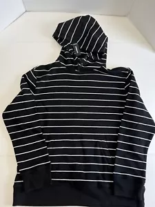 EXPRESS Herren Gestreifter Fleece Pullover Hoodie Schwarz Mode Sweatshirt L* - Bild 1 von 6