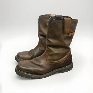 Caterpillar Brown Leather Soft Toe Wellington Work Boots Mens Size 11 M. - Picture 1 of 8