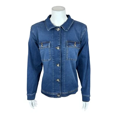 Denim & Co. Women's Easy Stretch Utility Denim Jacket Medium Wash Medium Size - Image 1 of 2