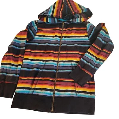 Arizona Jean Co. L 10/12 Multicolor Striped Cotton Hoodie Sweatshirt vibrant - Image 1 of 4