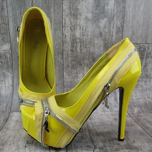 Tacones de aguja de plataforma Show Story para mujer 41 EU 10 - 10,5 punta de peep amarilla - Imagen 1 de 10