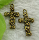 Livraison gratuite 280 pièces plaqué bronze croix charmes 23X13mm B2267