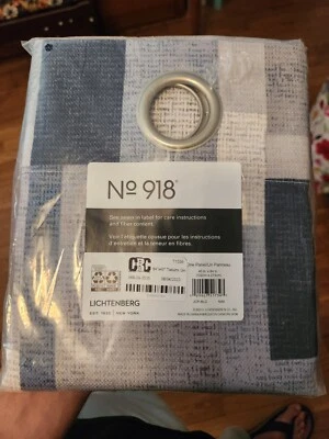 No.918 Takumi Geometric Blocks 84 X 40-Inch Grommet Window Curtain Panel Navy - Image 1 of 2