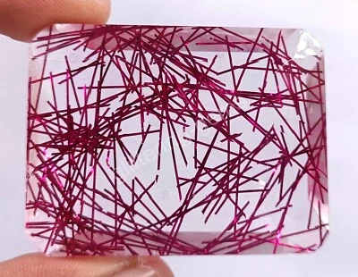246.40 Ct Emerald Pink Rutilated Quartz Certified Transparent Loose Gems M25 - Image 1 of 4