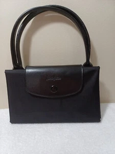 Neiman Marcus Fold Up Foldable Black Tote Bag Travel Bag Purse - Picture 1 of 10