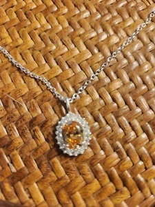 Citrine! 925 Sterling silver chain & pendant with Citrine stone - Afbeelding 1 van 6