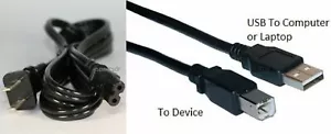 USB Cable Power Cord Plug for Epson Expression Home XP2100 XP4100 XP4105 Printer - Picture 1 of 1