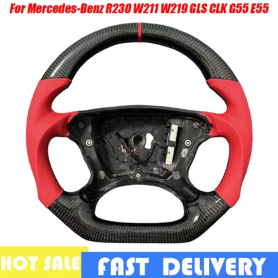 Carbon Fiber Red Steering Wheel for Mercedes-Benz R230 W211 W219 GLS CLK G55 E55 - Изображение 1 из 4