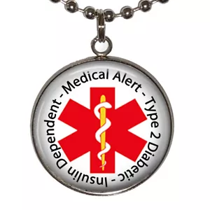 Collar Alerta Médica Diabética Tipo 2 Diabético Sobre Insulina Resina Impermeable 24" - Imagen 1 de 4