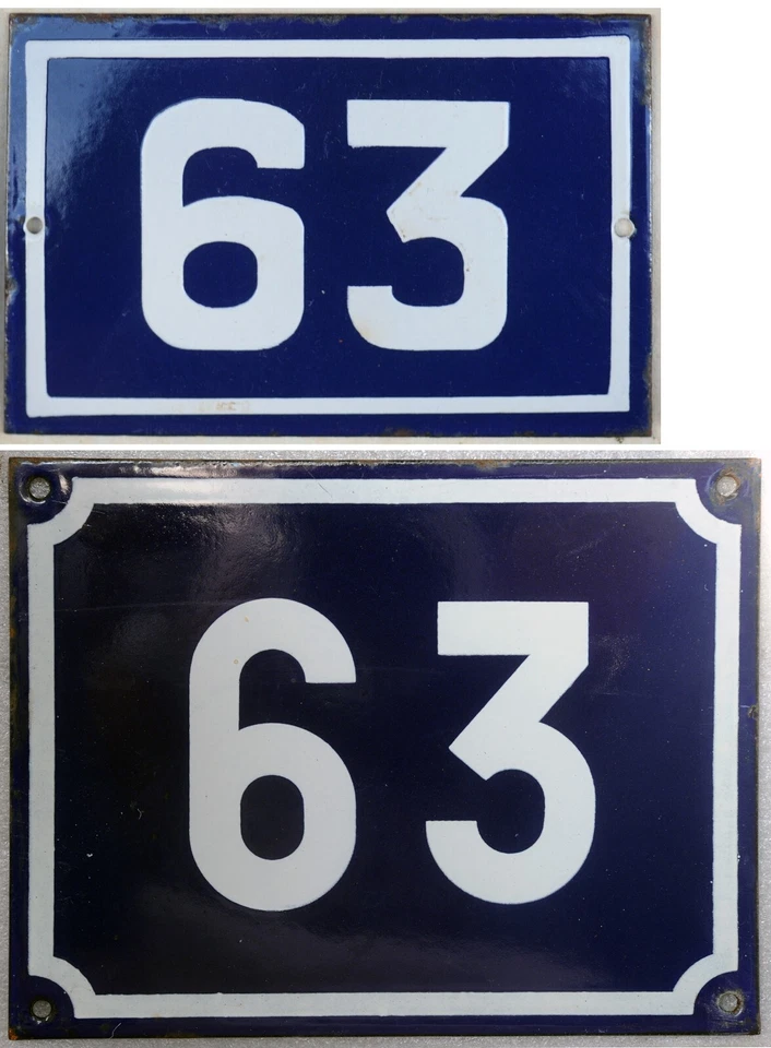 Antiga casa francesa azul número 63 porta portão parede cerca placa placa placa - Imagem 1 de 1