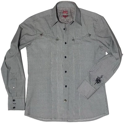 Firetrap Button Shirt Men's Size M Long Sleeve Casual Black & White Crow's foot - Image 1 of 4