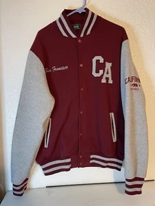 California Republic San Francisco Varsity Jacket Men's 2XL Long Sleeve Red Gray - Picture 1 of 7