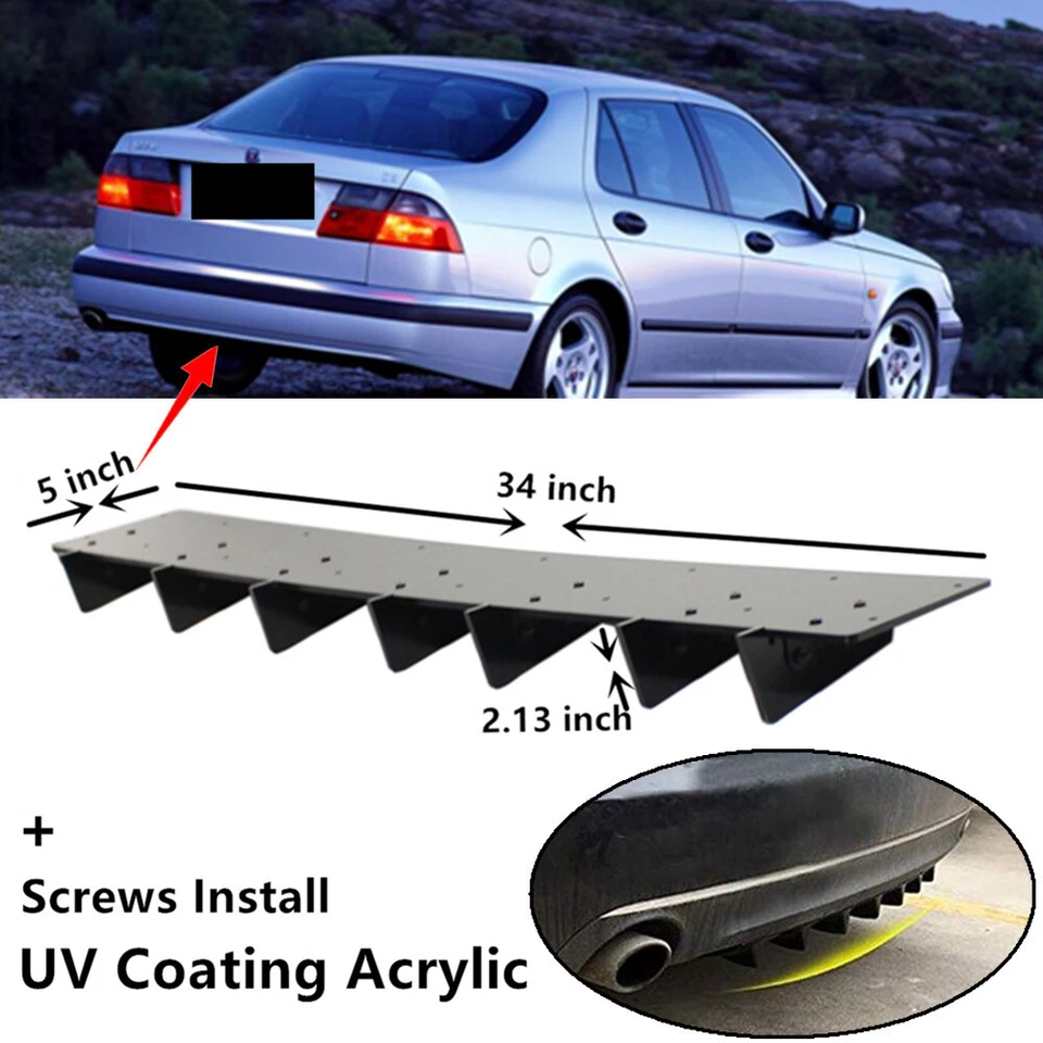 34x5" Universal Fit For 99-05 Saab 9-5 Rear Air Diffuser Shark Fin Spoiler Lip Foto 1 de 4