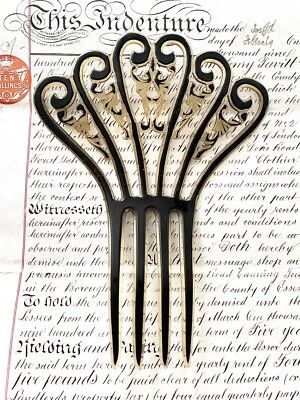 Peine de pelo abanico Art Deco de baquelita antiguo vintage Foto 1 de 4