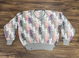 Vintage St Croix Herren Bunter Strick Pullover Gr. M Geometrisch Colorblock V-Ausschnitt - Bild 1 von 8