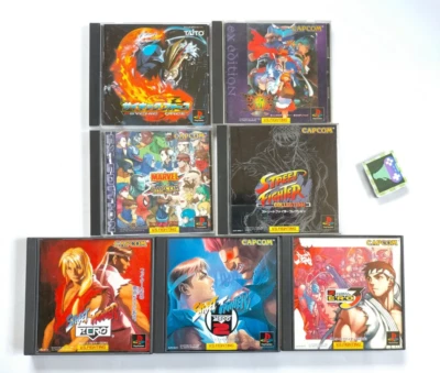 Lot 7 PS1 Street Fighter Collection ZERO 1 2 3 Marvel vs CAPCOM Vampire Japan - Image 1 of 4