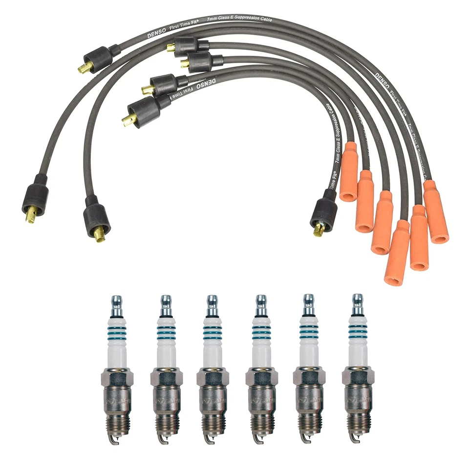 Conjunto de fios Denso 7mm e 6 velas de ignição de irídio kit 0,044 para Mercury Comet 4,1L - Imagem 1 de 1