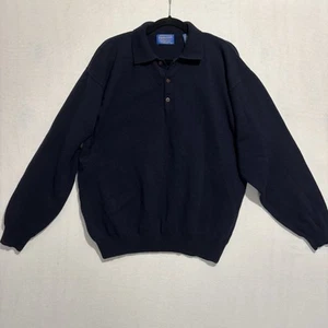 Pendleton High Gauge Wool Sweater Mens XL Blue Polo Collar Mauritius Vintage - Picture 1 of 8