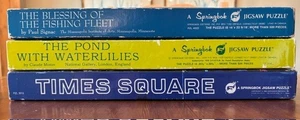 3 Springbok puzzles 1968-‘70-Times Square Monet Waterlilies Signac Fishing Fleet - Picture 1 of 11