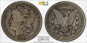 1893-CC Morgan Silver Dollar PCGS VG 08 Key Date #0713 - Bild 1 von 5