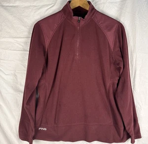 PING  Pullover 1/4 Zip Women's L Maroon Long Sleeve Fleece Outdoor Sports Warmth - Picture 1 of 7