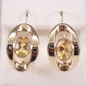 3Ct Oval Cut Lab-Created Citrine Solitaire Stud Earrings 14K Yellow Gold Plated - Picture 1 of 8